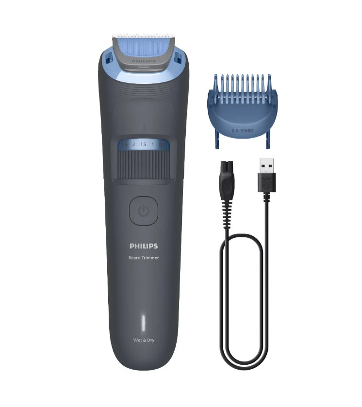 Philips Regolabarba Serie 3000 BT3617/15 20 Lunghezze 0,5-20mm Lame Autoaffilanti Ricarica USB Blu Scuro
