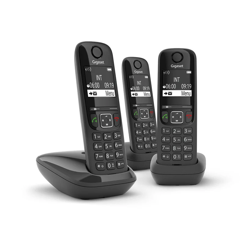 Gigaset AS690 Trio Telefono Cordless DECT Nero con Identificatore di Chiamata e Display 2"