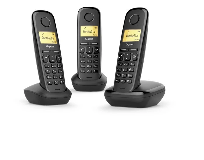 Gigaset A170 Trio Telefono Cordless DECT Nero Display 1,5" Identificatore Chiamata