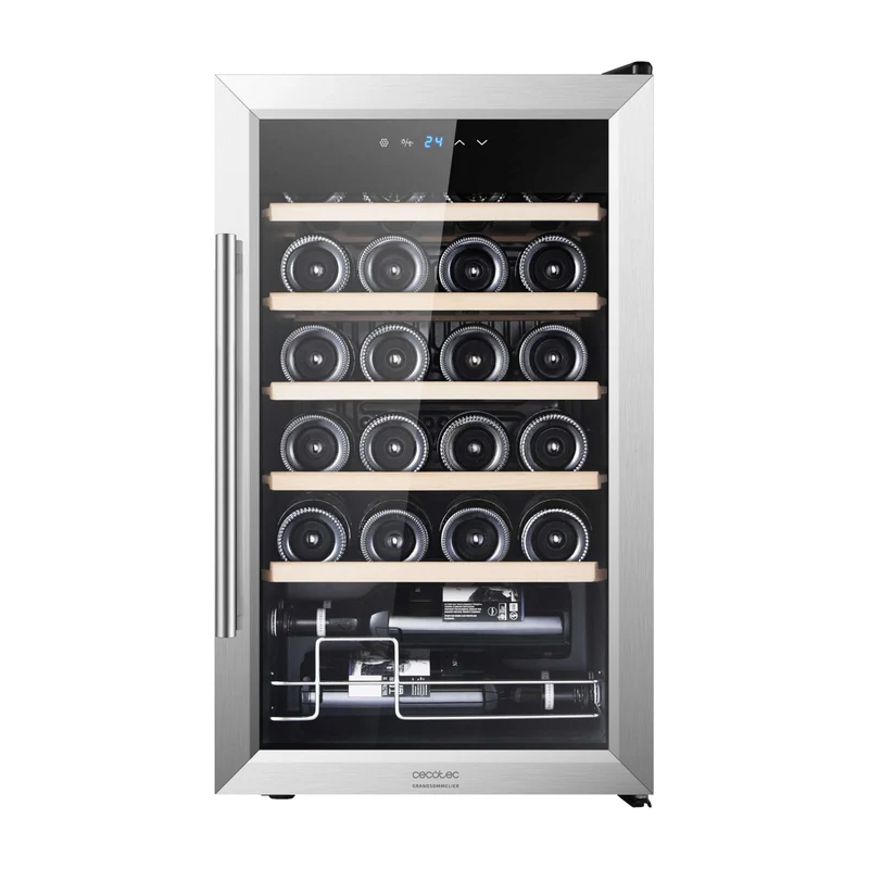 Cecotec Frigorifero per Vini Enoteca 00125, 24 Bottiglie, 5-18°C, Acciaio Inox