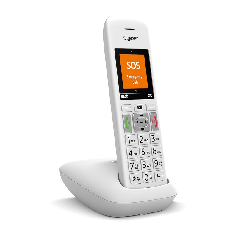 Gigaset E390 Telefono Cordless DECT Bianco con Identificatore Chiamata e Display 2.2"