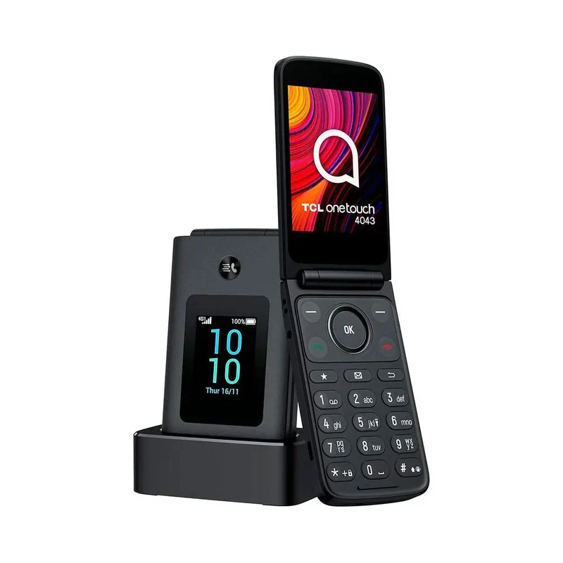 TCL One Touch 4043D Telefono per Anziani 4G Pieghevole Dual SIM Grigio Scuro