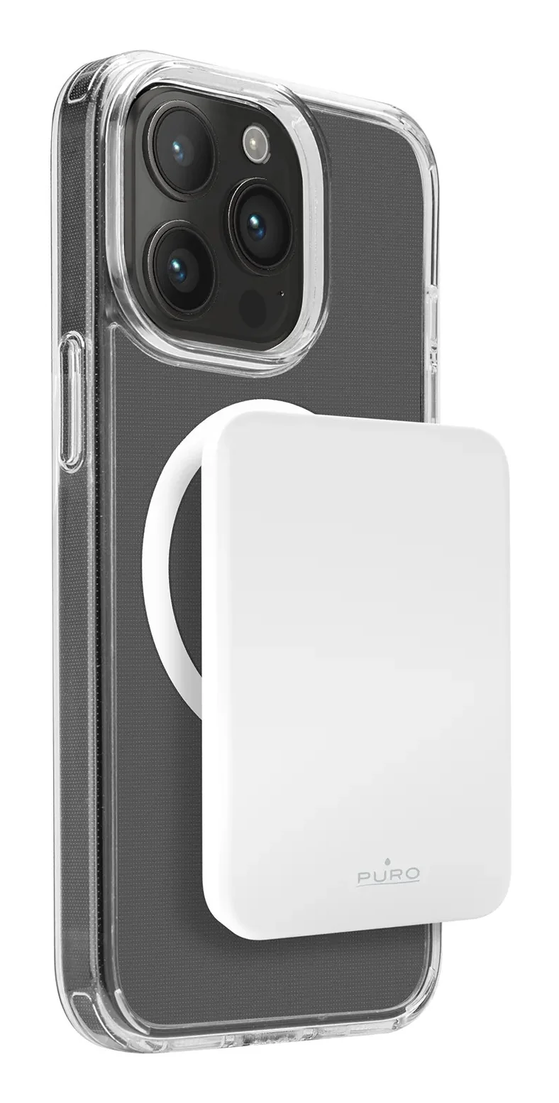 Puro Mini Power Mag Power Bank 4200mAh MagSafe Wireless 15W Ricarica Rapida Bianco