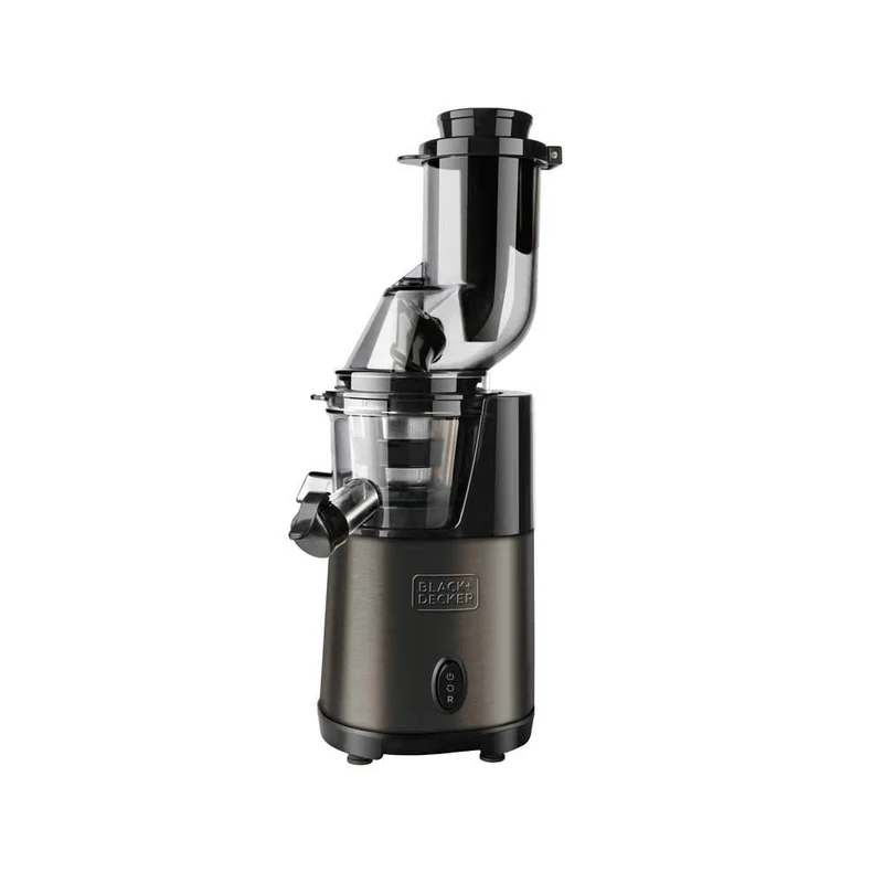 BLACK+DECKER Estrattore a Freddo BXJE4800E 200W - Bocca 110mm, 60 RPM, 800ml Succo / 600ml Polpa, Funzione Reverse, Inox/Grigio