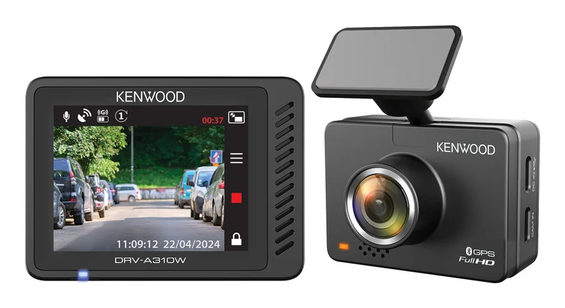Kenwood DRV-A310W Dashcam Full HD WiFi GPS Nero - Angolo Visuale 136° Display 2"
