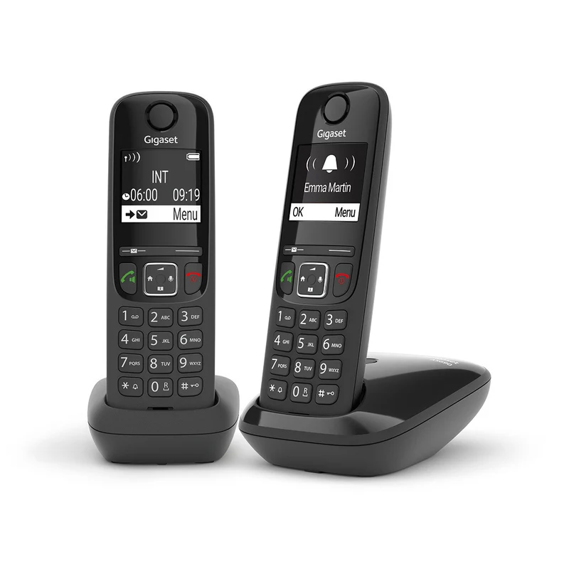 Gigaset AS690 Duo Telefono Cordless DECT con Identificatore di Chiamata Nero