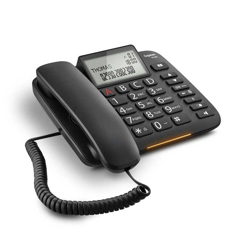 Gigaset DL380 Telefono Fisso Analogico Nero con Vivavoce e Tasti Grandi