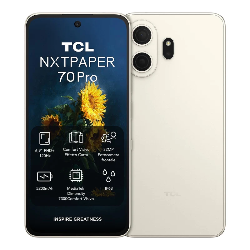 TCL NXTPAPER 70 Pro Smartphone 5G 6,9" Android 16 MediaTek Dimensity 7300 8GB RAM 512GB 50MP OIS 5200mAh IP68 Oro