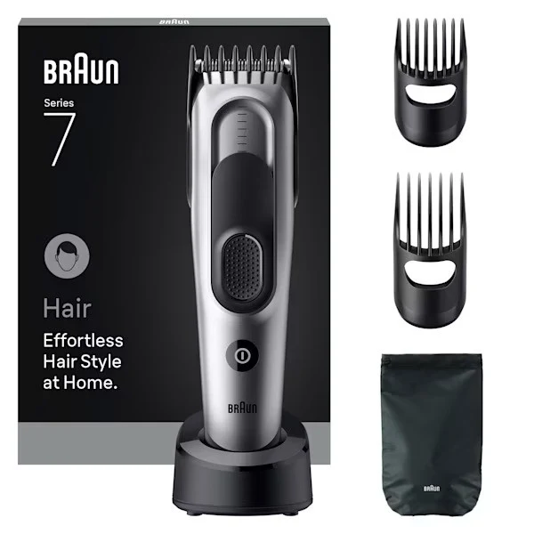 Braun HC7590 Tagliacapelli Ricaricabile Nero/Argento 17 Lunghezze 3-35 mm