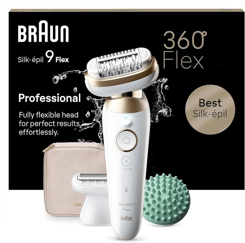Braun Epilatore Silk-épil 9 Flex 9-011 3D Wet & Dry 40 Pinzette Testa Flessibile 360° Oro