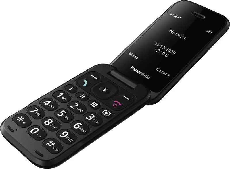 Panasonic KX-TF600EXB Telefono Cellulare per Anziani 4G Clamshell Display 2,8" Bluetooth USB-C IP44 Nero