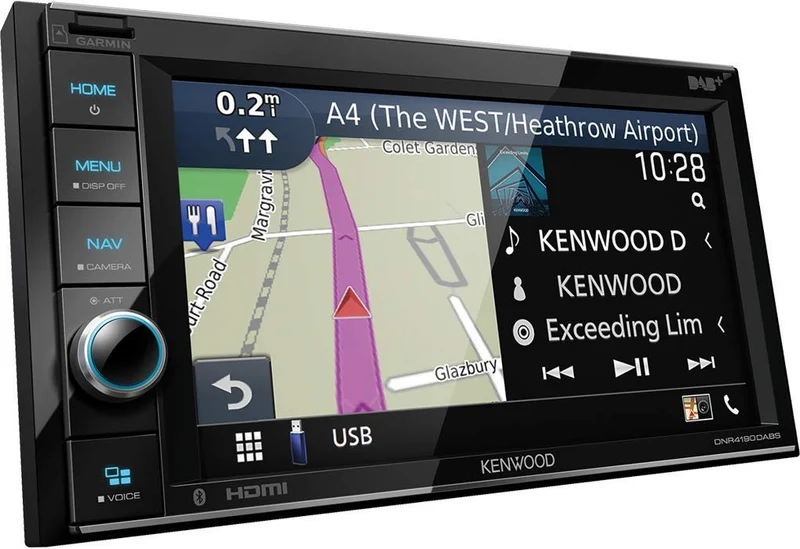 Kenwood DNR4190DABS Autoradio 2 DIN 6.2" Touch WVGA con Navigatore Garmin, DAB+, Apple CarPlay, Bluetooth 5.0, 200W