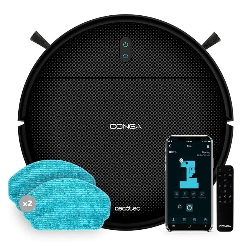 Cecotec Conga M10 Robot Aspirapolvere Nero: Aspira, Lava e Spazza