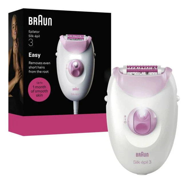 Braun Epilatore Silk-epil 3-000 20 Pinzette MicroGrip 2 Velocità Rosa