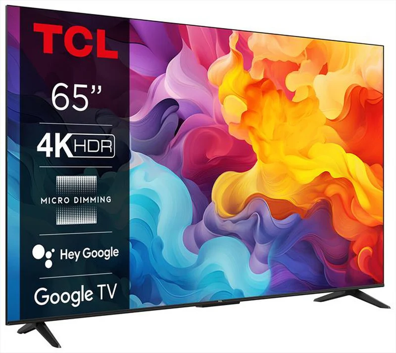 TCL Smart TV 65P6L QLED 65 Pollici 4K UHD Google TV HDR10 FreeSync G-SYNC Dolby Audio Nero