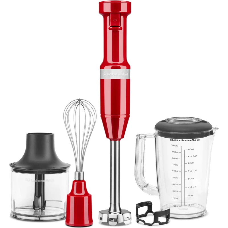 KitchenAid Frullatore ad immersione 5KHBV83EER 180W 1L 4 lame acciaio inox rosso