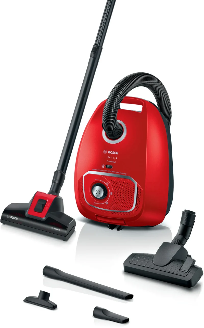 Bosch BGB41PET1 Aspirapolvere a Cilindro 700W 4L HEPA per Animali Rosso e Nero
