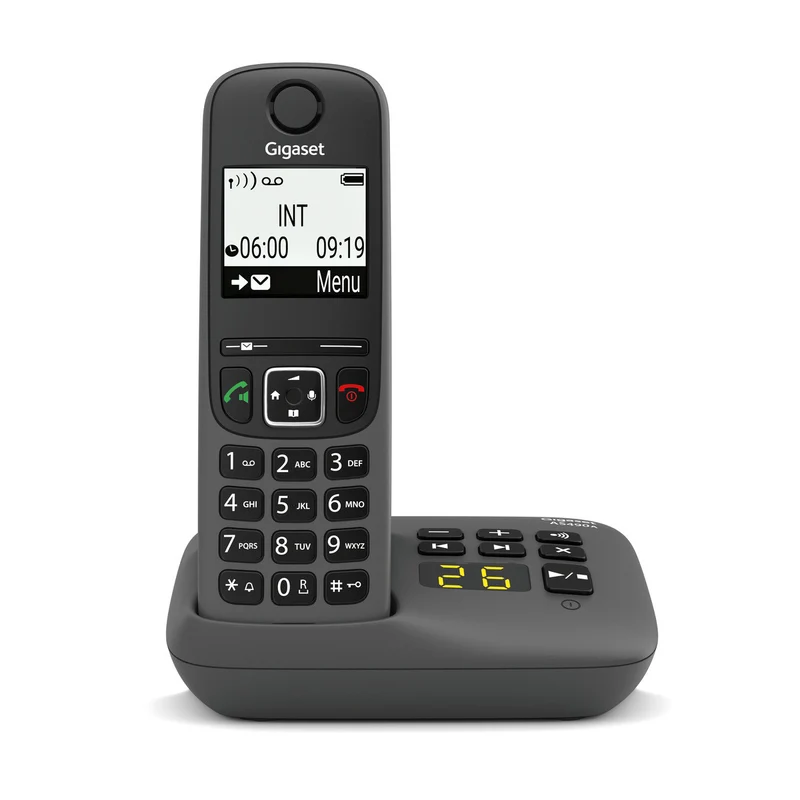 Gigaset AS490A Telefono Cordless DECT Nero con Segreteria e Identificatore di Chiamata