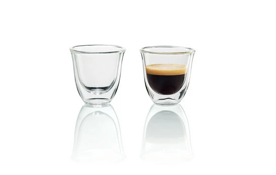 De'Longhi Bicchieri da Caffè in Vetro Trasparente Set 2 Pezzi Lavabili in Lavastoviglie