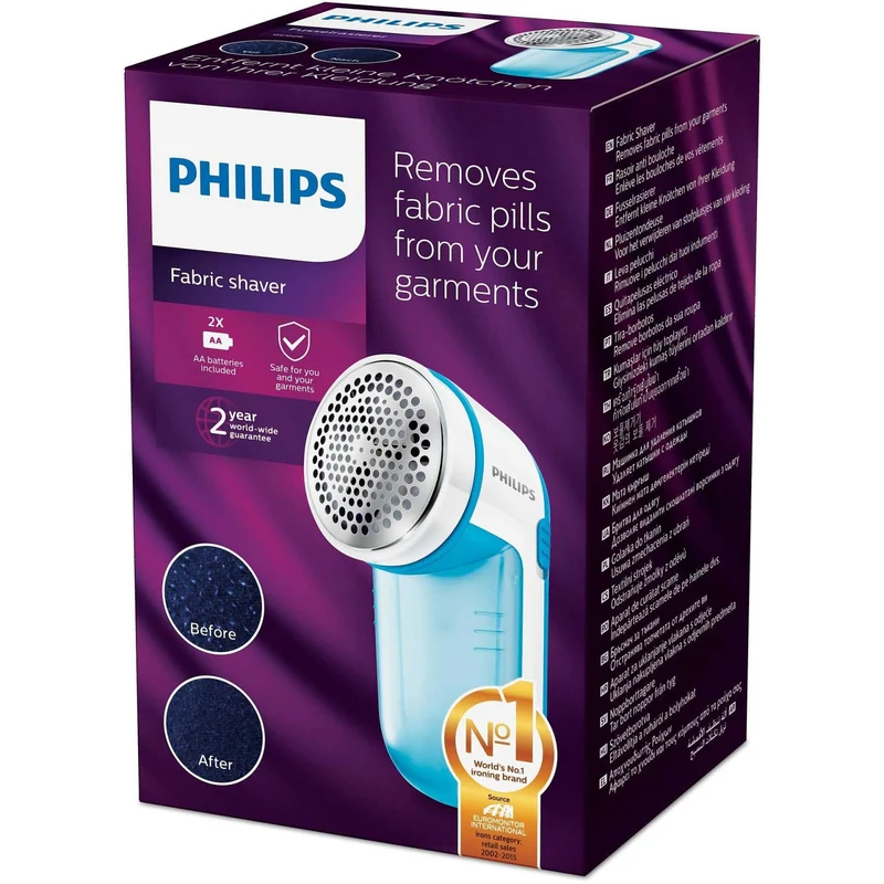 Philips Levapelucchi GC026/00 - 8800 giri/min, Batteria AA, Recipiente Estraibile, Protezione Tessuti Delicati