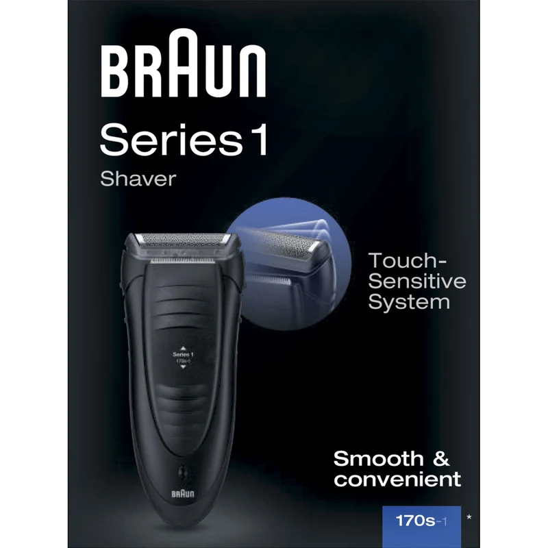 Braun Series 1 170s1 Rasoio Elettrico Nero Resistente all'Acqua e Lavabile
