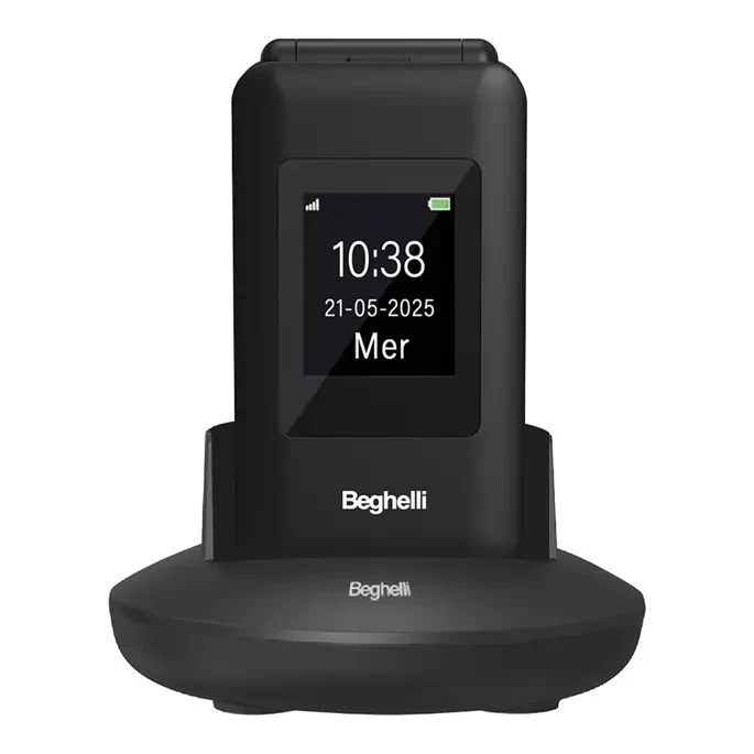 Beghelli Telefono per Anziani SLV41 Clamshell 4G, Tasto SOS, Display 2.8", Tasti Grandi, Nero