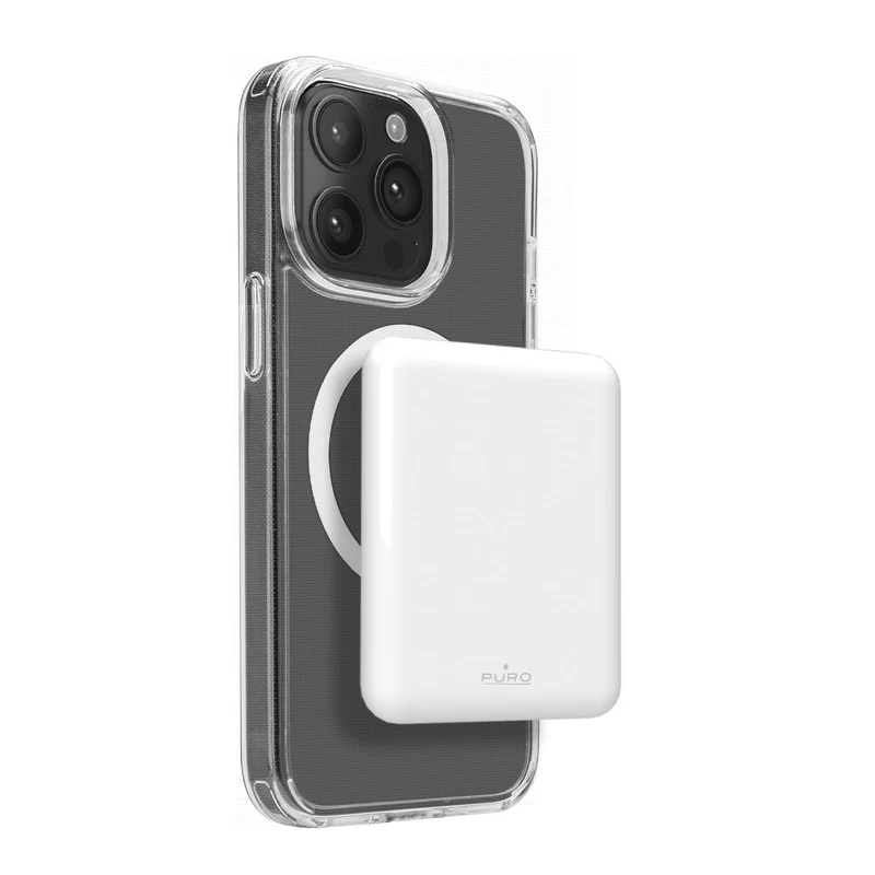 Puro Power Mag Powerbank MagSafe 5000mAh USB-C Ricarica Wireless 10W iPhone 12+ Bianco