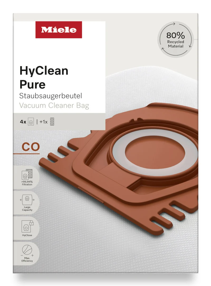 Miele HyClean Pure Sacchetti Aspirapolvere A Cilindro con Filtro AirClean - 4 Pezzi