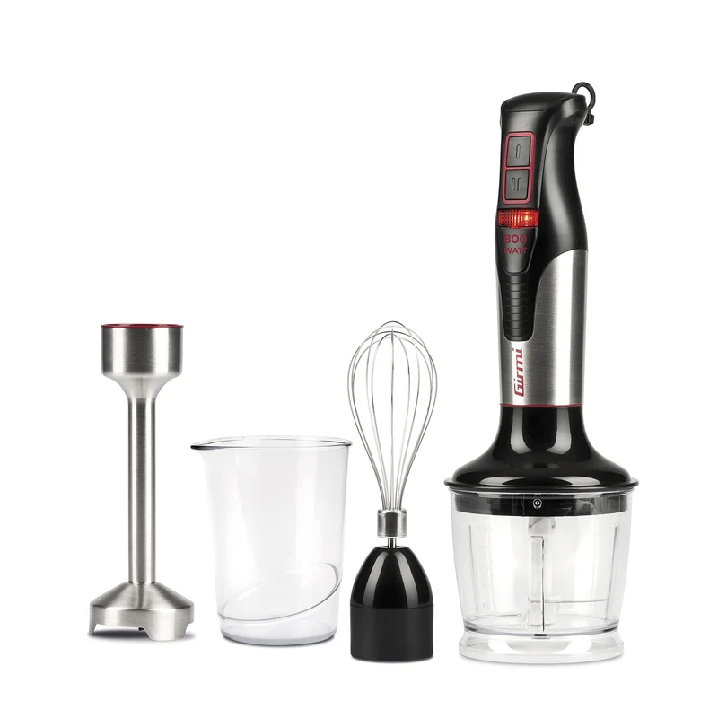 Girmi MX39 Mixer ad Immersione 3in1 800W 4 Lame Fusto Inox 19 cm con Kit