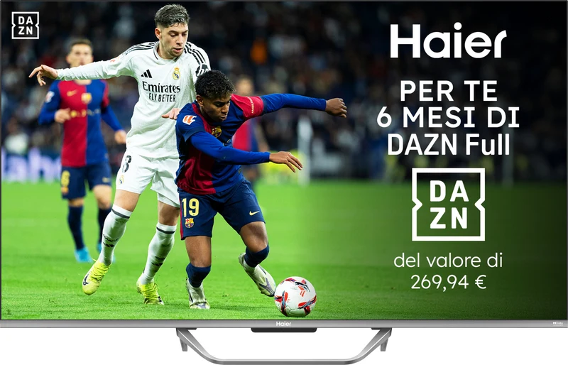 Haier Smart TV QLED 55" 4K UHD Google TV H55Q80FUX Nero Dolby Atmos