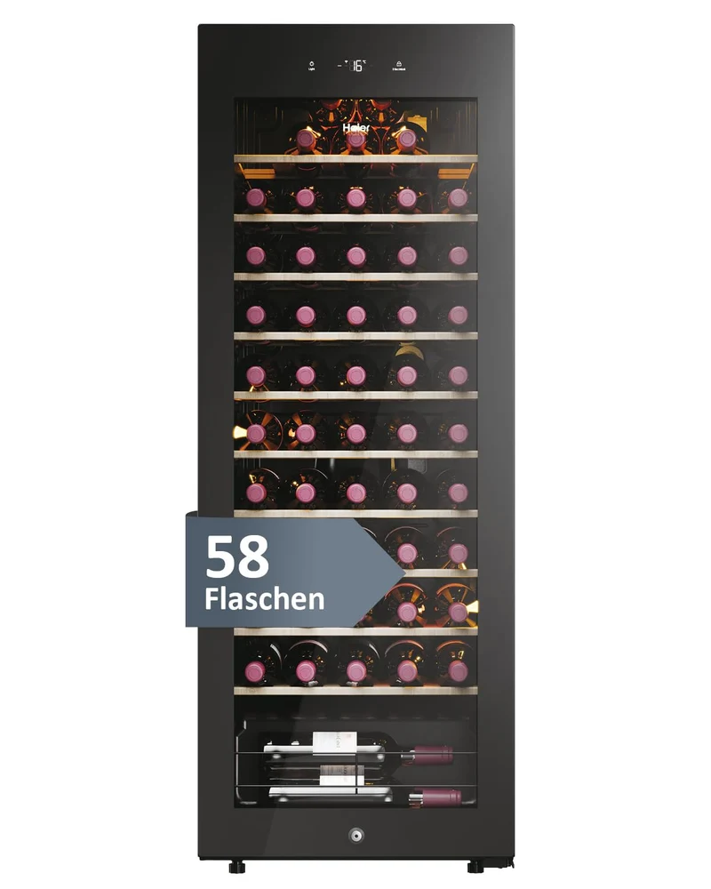 Haier Cantinetta Vino Wine Bank 50 Serie 3 HWS58GGH1 58 Bottiglie 1 Zona WiFi Classe D Nera
