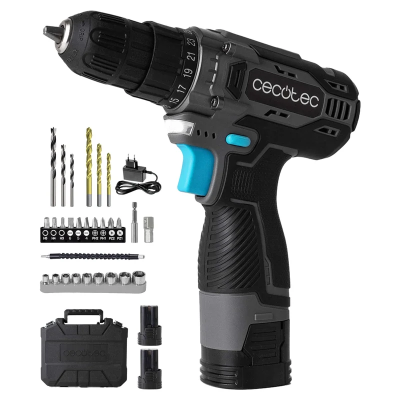 Cecotec Trapano Avvitatore PowerForce 1620 Easy Hand 16V 2000mAh 35Nm 1500rpm 25+1 Livelli 2 Batterie con Valigetta e Accessori