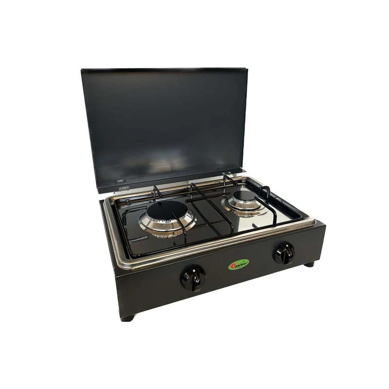 Parker Fornello a Gas GPL 2 Fuochi FO200GSPGP Grigio Grafite Piano Estraibile in Acciaio Inox 45x36x15 cm