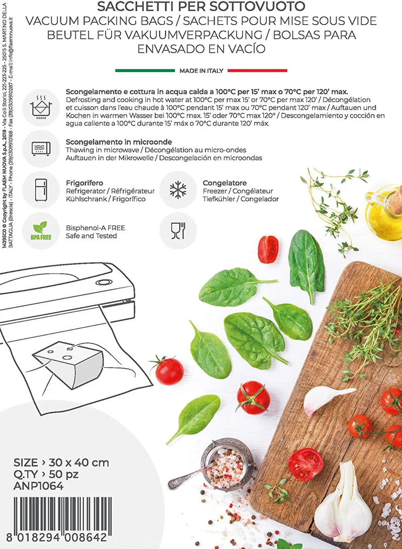 Magic Vac Sacchetti Sottovuoto Goffrati 50pz 30x40cm Multiuso per Frigo e Cottura
