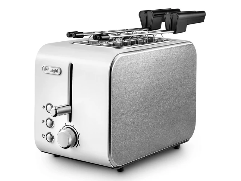 De'Longhi Tostapane CTX2203W 2 Fette 550W Argento e Bianco con Funzioni Avanzate