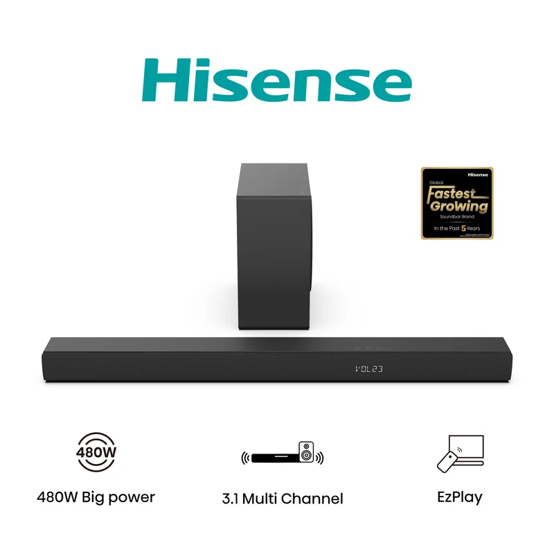 Hisense HS3100 Soundbar 3.1 canali 480W Nero con Subwoofer Wireless DTS Virtual:X