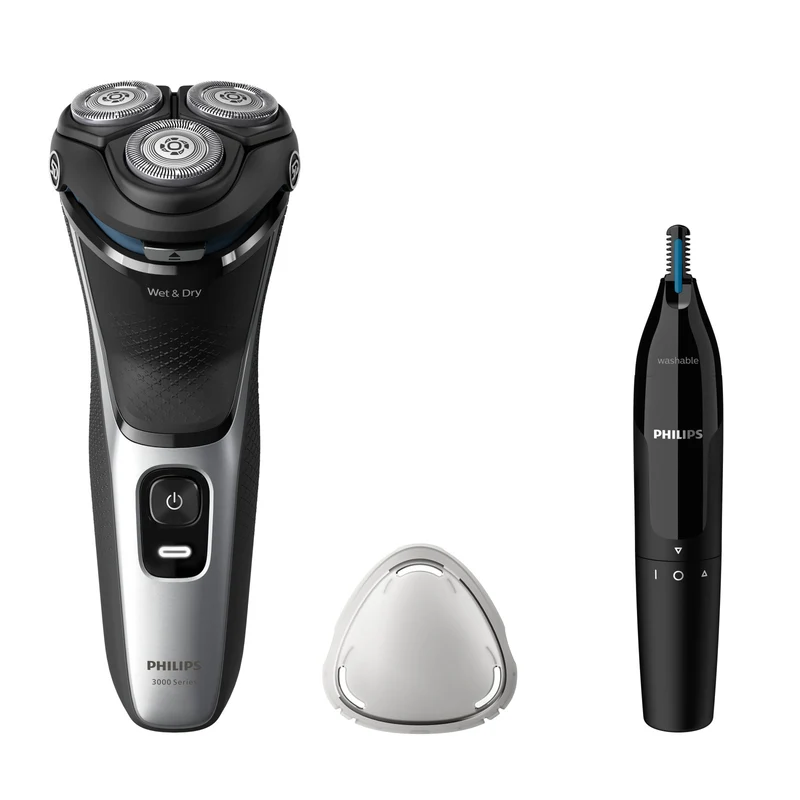 Philips Rasoio Elettrico Serie 3000 S3143/02 Wet & Dry 3 Testine 60min Autonomia