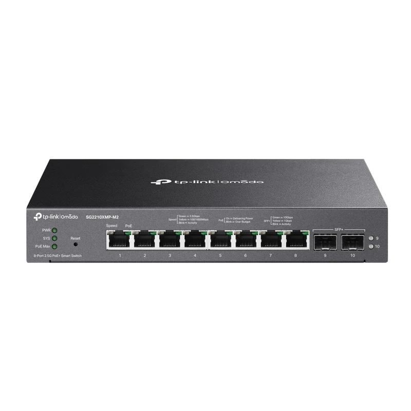 TP-Link SG2210XMP-M2 Switch di Rete Gestito L2+ 8 Porte 2.5G PoE+ 160W Nero