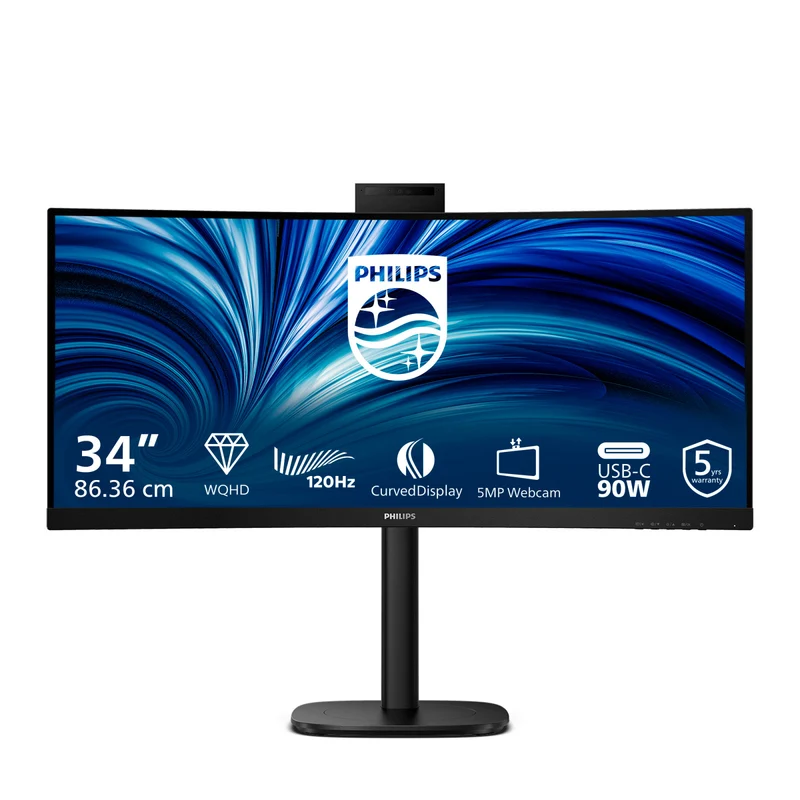 Philips Monitor PC 34B2U3600CH 34 Pollici UWQHD Webcam KVM USB-C Nero