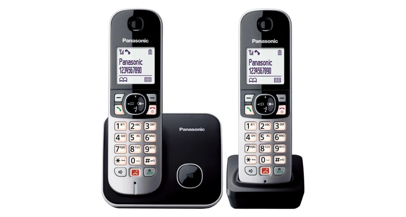 Panasonic KX-TG6852JTB Telefono DECT Cordless Duo Nero e Grigio con Vivavoce