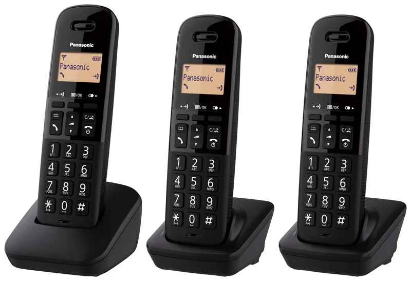 Panasonic KX-TGB613 Telefono Cordless DECT Nero con 3 Cornette e Identificatore Chiamate