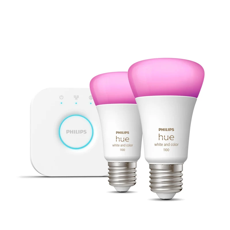 Philips Hue Starter Kit E27 LED Smart 16 milioni colori 2 lampadine + Bridge