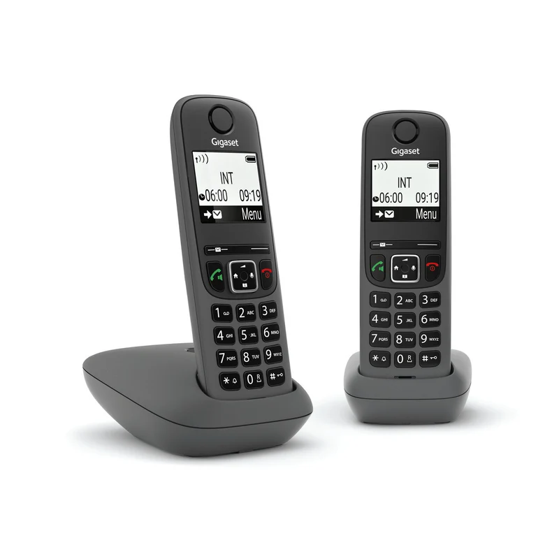 Gigaset AS490 Duo Telefono Cordless DECT Nero con Identificatore di Chiamata