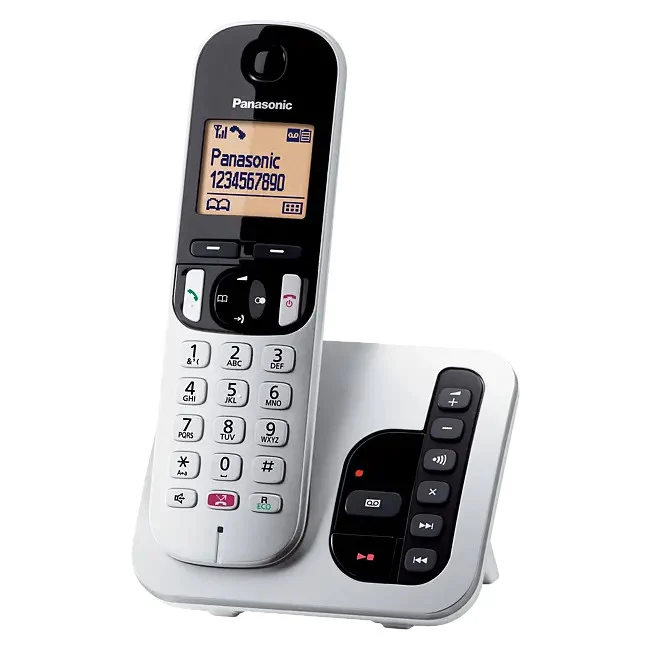 Panasonic KX-TGC260JTS Telefono Cordless DECT Nero Argento con Segreteria e Display