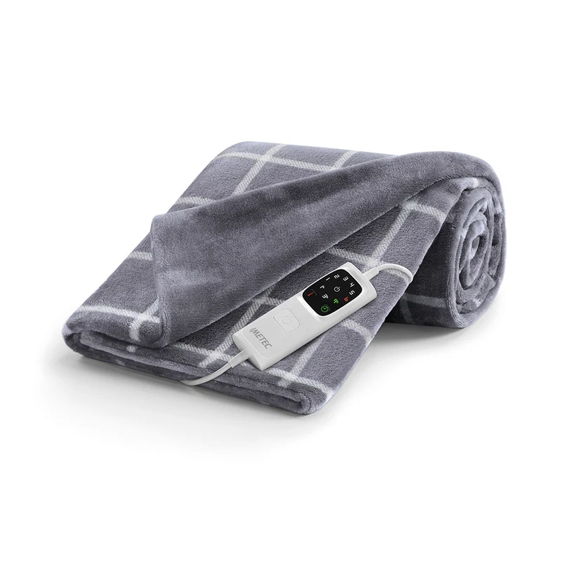 Imetec Coperta Elettrica Velvet Square 150x95cm 150W 6 Livelli Grigio/Bianco Lavabile