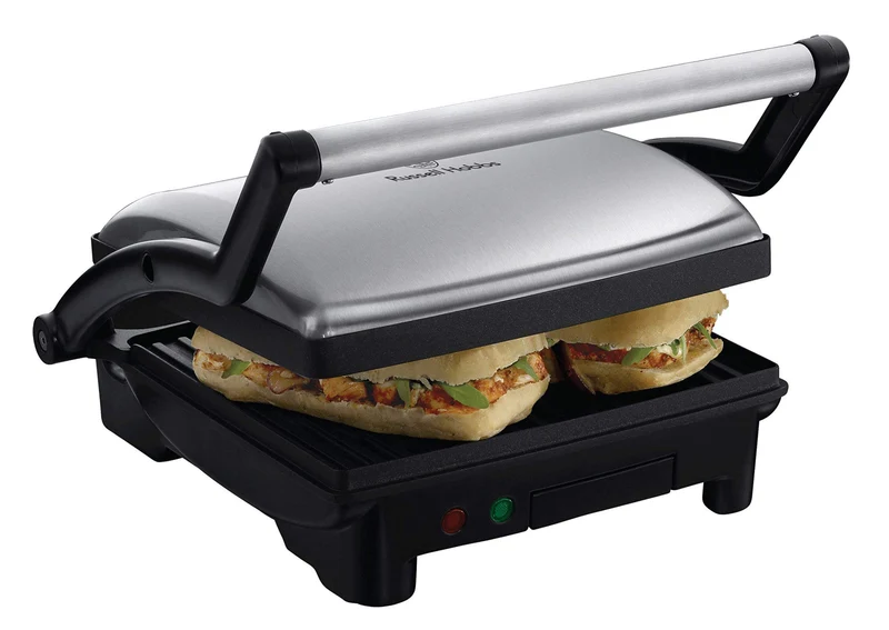Russell Hobbs Piastra Elettrica 3 in 1 Panini Grill Barbecue Antiaderente Acciaio Inox