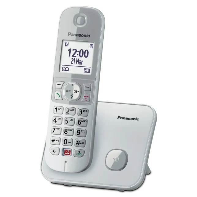 Panasonic KX-TG6851JTS Telefono DECT Cordless Argento con Vivavoce e Display 1.8"