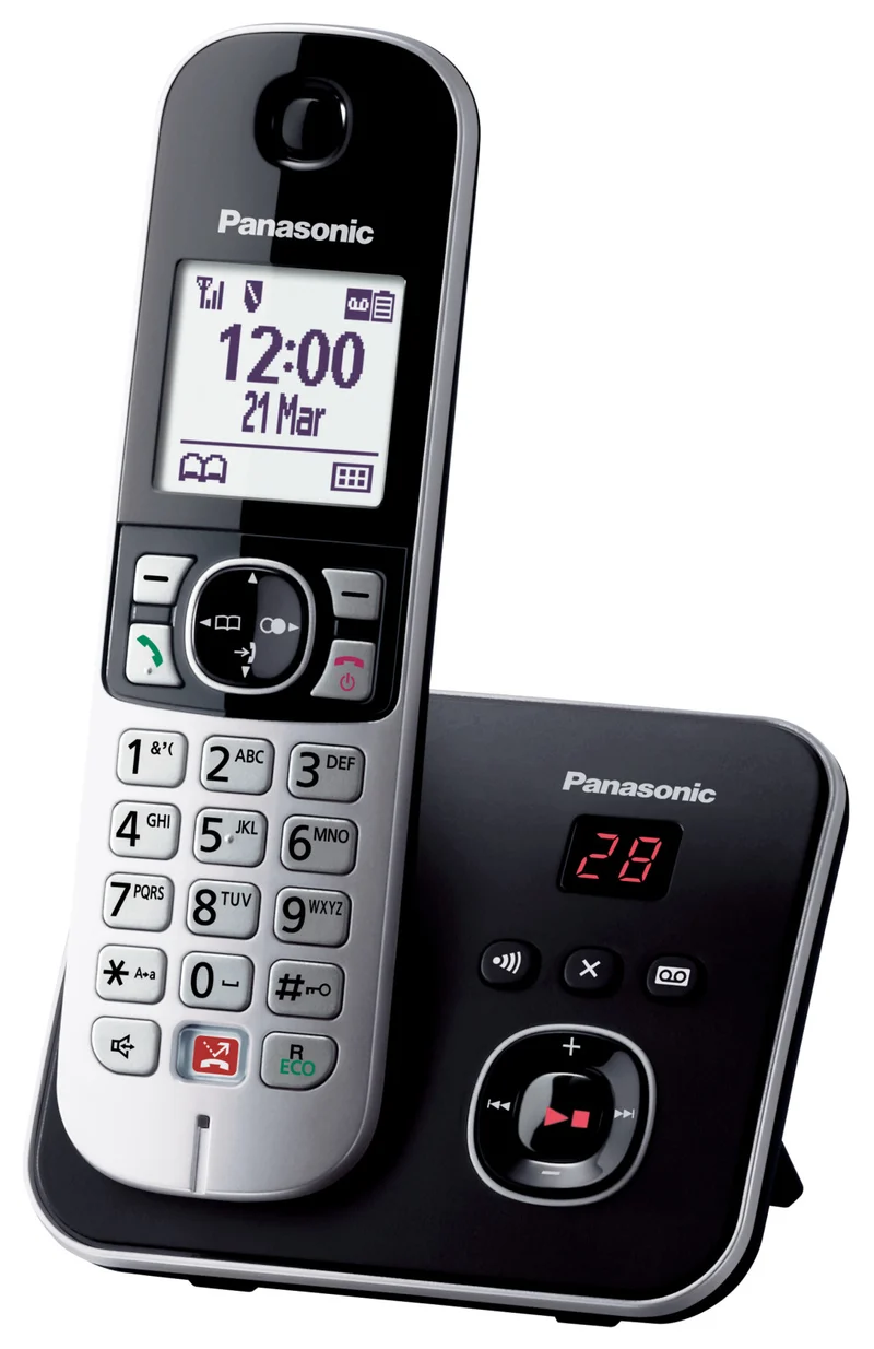 Panasonic KX-TG6861 Telefono Cordless DECT Nero/Grigio con Segreteria e ID Chiamata