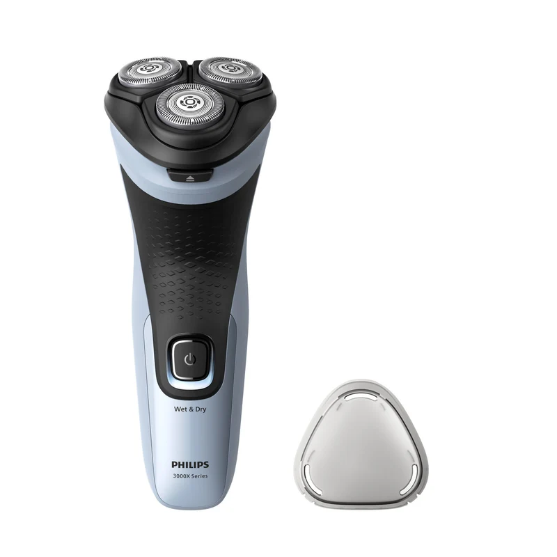 Philips Shaver 3000X X3003/00 Rasoio Elettrico Rotante 3 Testine Wet & Dry Nero