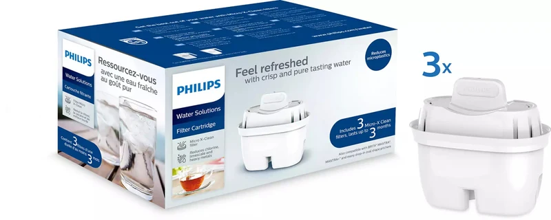 Philips AWP211/24 Cartucce Filtranti Micro X-Clean Confezione da 3 Ricambi Filtro Acqua